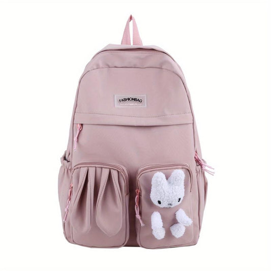 Plush Bear Denim Backpack Large Capacity School Bag