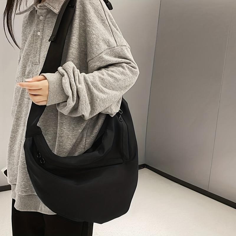 Large Capacity Canvas Shoulder Bag Dumpling Messenger Bag