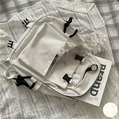 Canvas Casual Backpack School Bag Letter Embroidered Travel Backpack