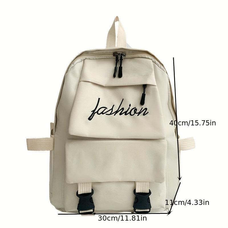Canvas Casual Backpack School Bag Letter Embroidered Travel Backpack