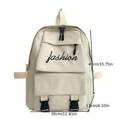 Canvas Casual Backpack School Bag Letter Embroidered Travel Backpack