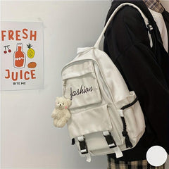 Canvas Casual Backpack School Bag Letter Embroidered Travel Backpack