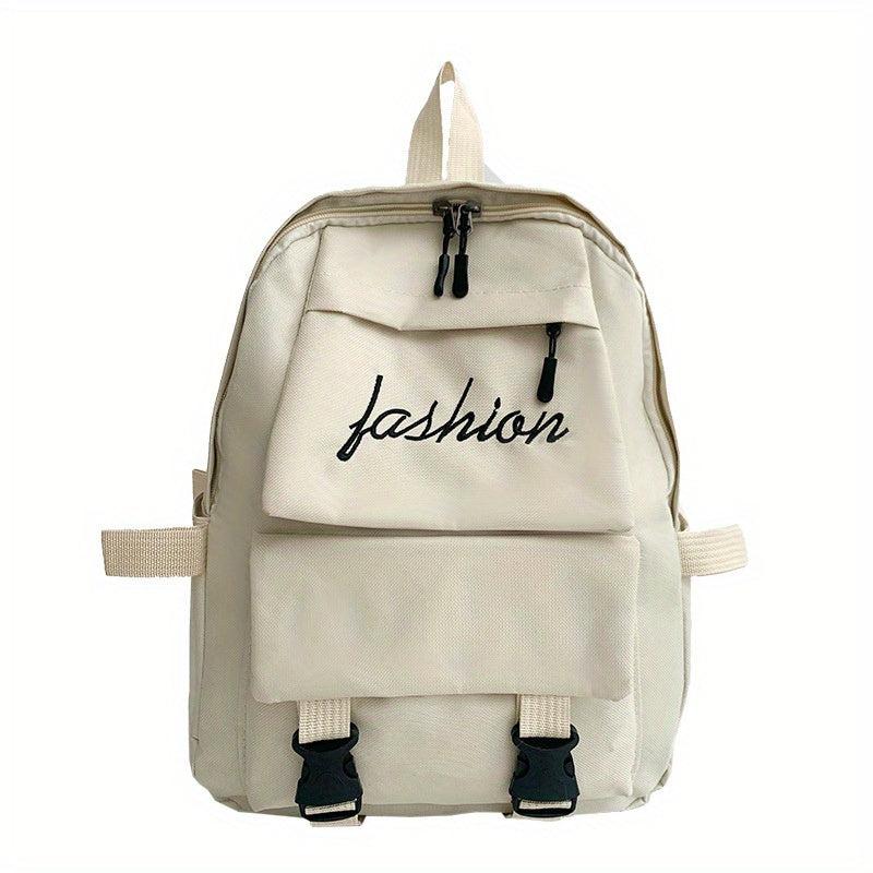 Canvas Casual Backpack School Bag Letter Embroidered Travel Backpack