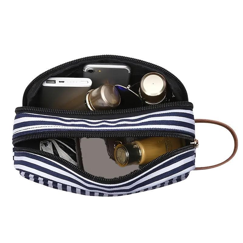 Cosmetic Bag Stripe Large Capacity Pouch Makeup Canvas Bag