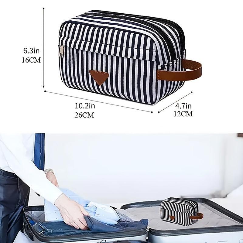 Cosmetic Bag Stripe Large Capacity Pouch Makeup Canvas Bag