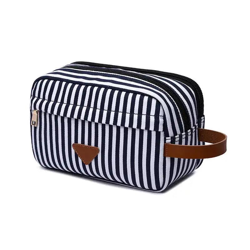 Cosmetic Bag Stripe Large Capacity Pouch Makeup Canvas Bag