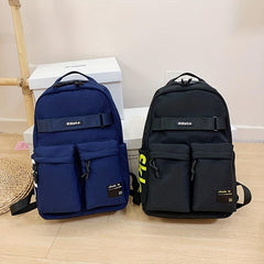 Solid Schoolbag for Students Large Capacity Backpack