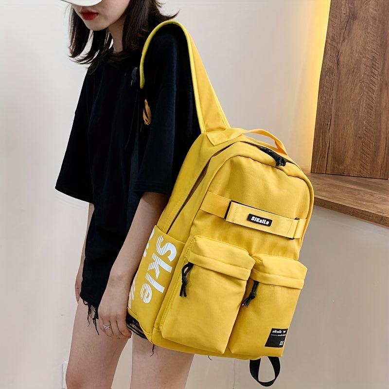 Solid Schoolbag for Students Large Capacity Backpack
