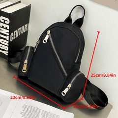 Solid Black Backpack Women Retro Student Schoolbag Double Shoulder Bag