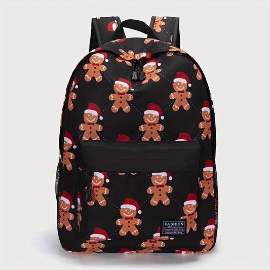 Gingerbread Man Pattern Kids Backpack Funny Cartoon School Bag