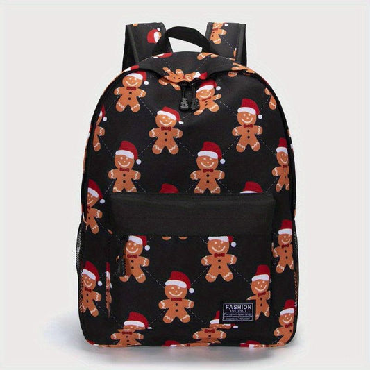 Gingerbread Man Pattern Kids Backpack Funny Cartoon School Bag