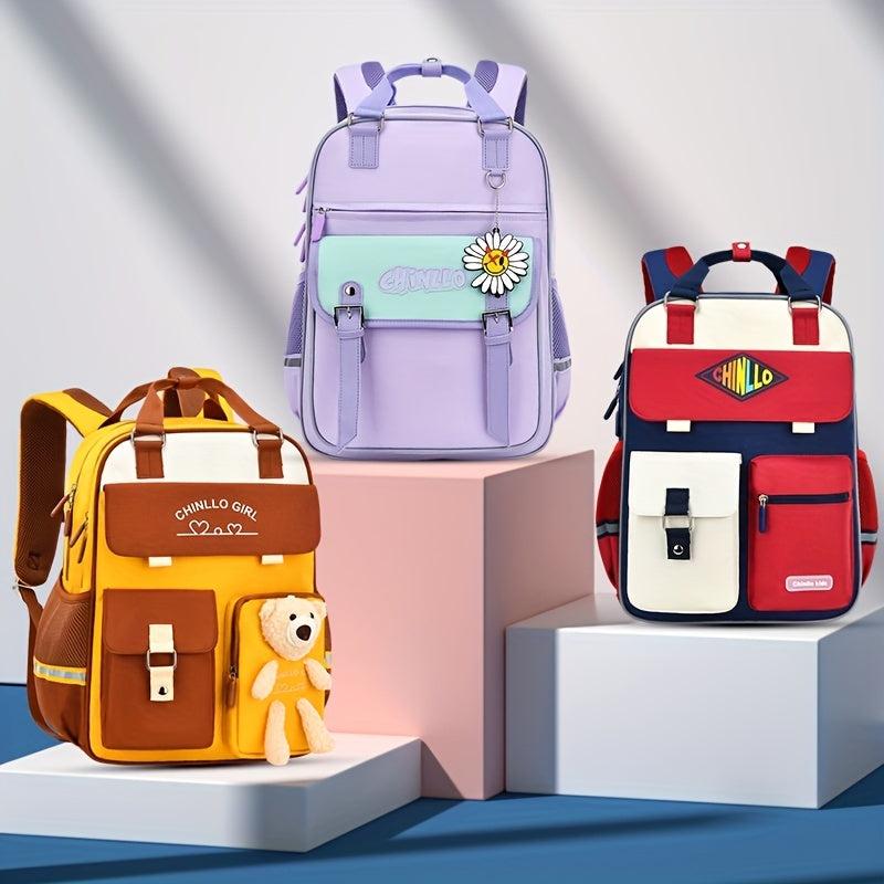 Causal Contrast Children's Backpack for Kindergarten with Bear Pendant