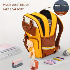 Causal Contrast Children's Backpack for Kindergarten with Bear Pendant