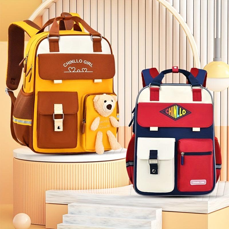 Causal Contrast Children's Backpack for Kindergarten with Bear Pendant
