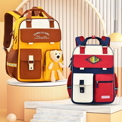 Causal Contrast Children's Backpack for Kindergarten with Bear Pendant