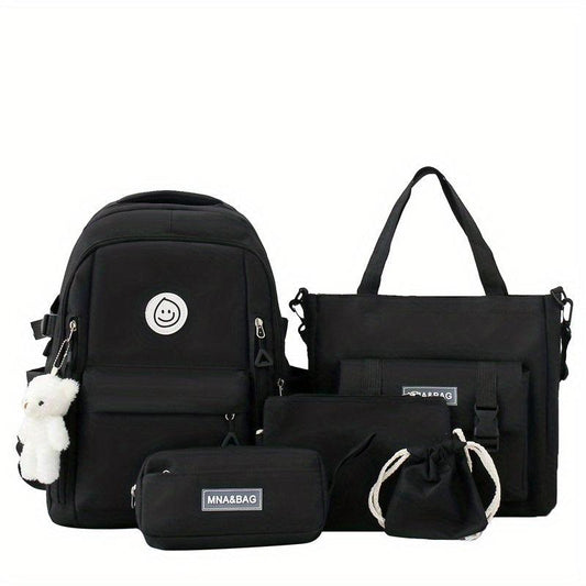 5pcs Backpack Crossbody Bag Handbag Drawstring Bag And Pen Bag Set