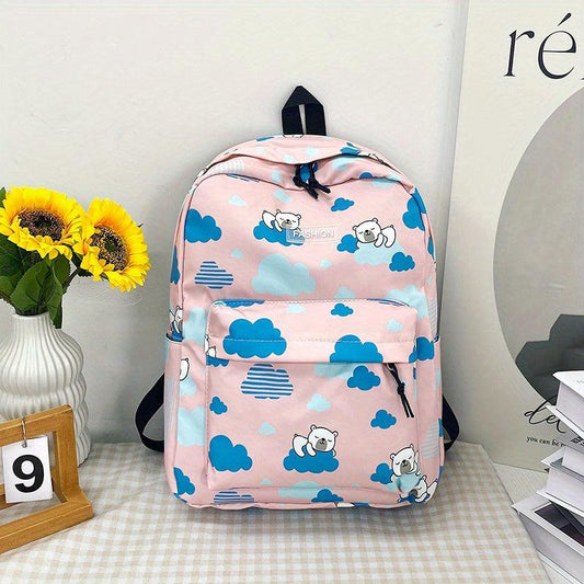 Cartoon Bear Cloud Pattern Backpack for Students Large Capacity