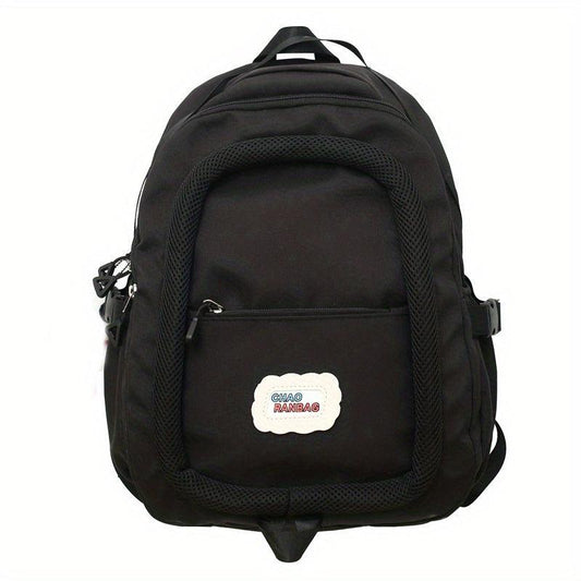 Block Zipper Backpack Messenger Bag Large Capacity