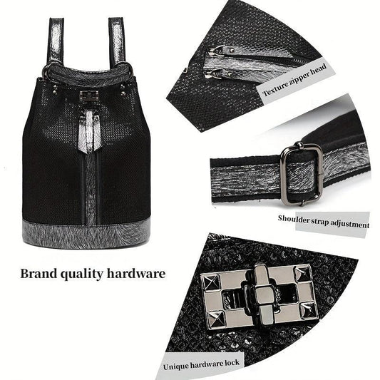 Casual Leather Backpack With Lock Large Capacity Travel Backpack