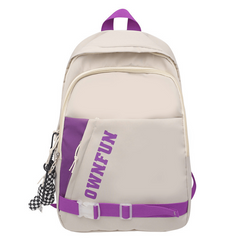 Letter Pattern Backpack Casual Travel Bag Preppy Style Backpack