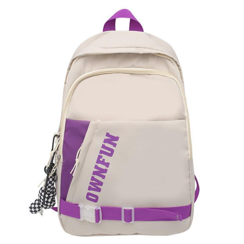 Letter Pattern Backpack Casual Travel Bag Preppy Style Backpack