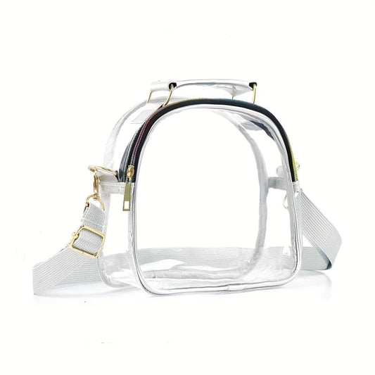 Transparent Crossbody Bag Rainbow Zipper Handbag for Travel
