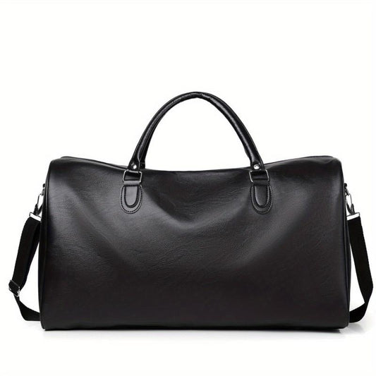 Large Capacity Retro Duffel PU Leather Travel Bag Short Trip Holdall Luggage Bag