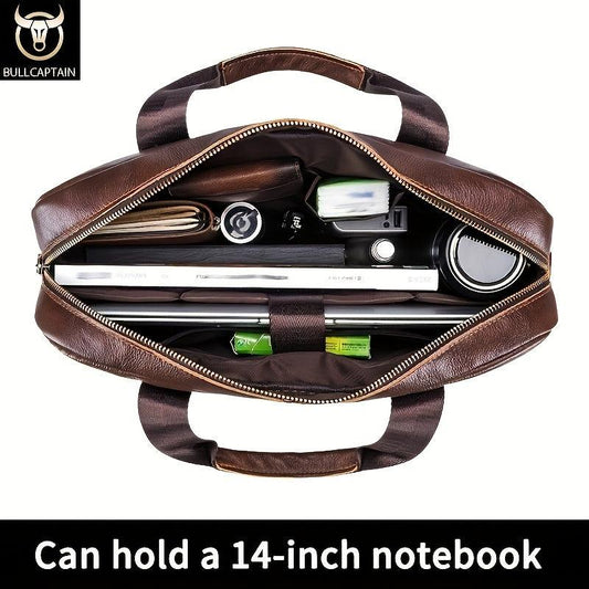 Bull Captain Leather Crossbody Bag Large Capacity
