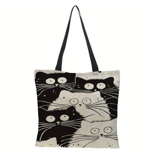 Cat Pattern Tote Bag Lightweight Handbag For Work