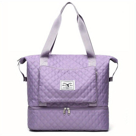 Argyle Pattern Travel Bag Large Capacity Duffel Bag with Shoes Compartment