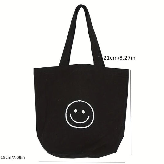 Smiling Face Canvas Mini Bag Handbag for Picnics