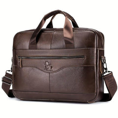 Men's Leather Briefcase Office Bag Computer Bag 38cm Shoulder Business Bag