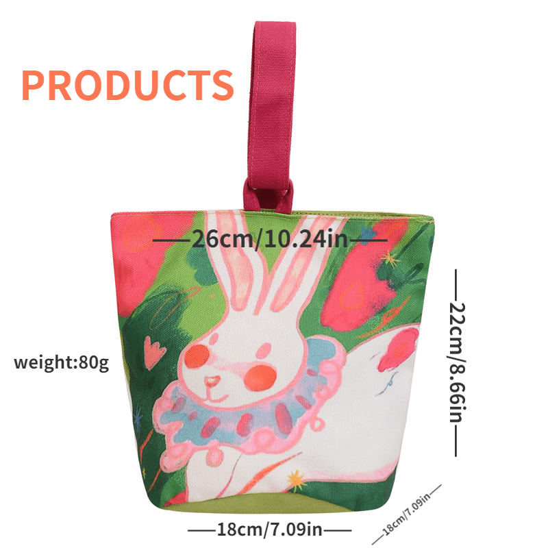 Cartoon Print Carry On Bucket Bag Handbag Canvas Tote Bag
