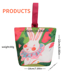 Cartoon Print Carry On Bucket Bag Handbag Canvas Tote Bag