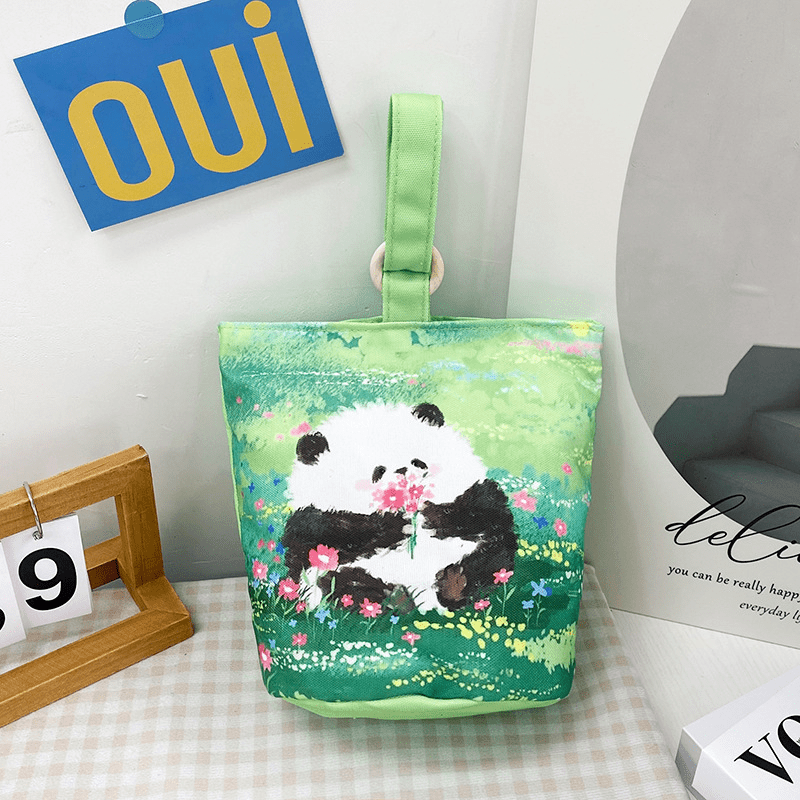 Cartoon Print Carry On Bucket Bag Handbag Canvas Tote Bag