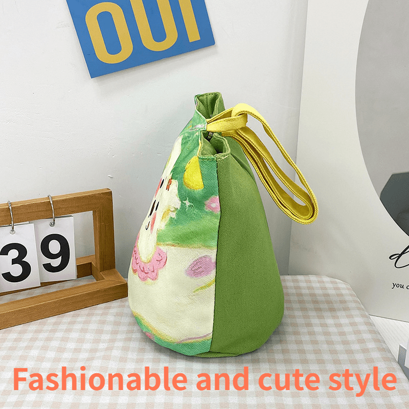 Cartoon Print Carry On Bucket Bag Handbag Canvas Tote Bag