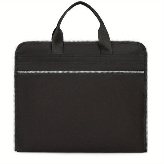 Denim Business Briefcase Handbag For Men Meeting Office Zippered Organizer