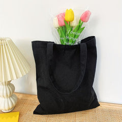 Flower Letter Printed Folding Shoulder Bag Canvas Tote Bag