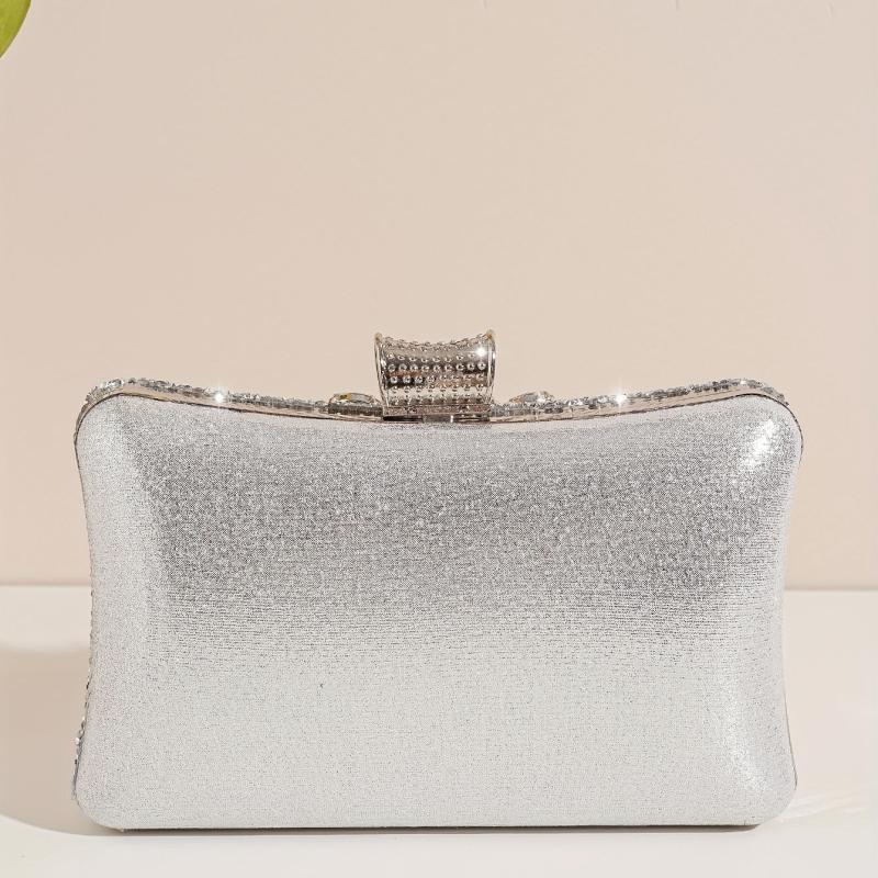 Silver Rhinestone Party Wallet Evening Handbag