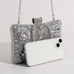 Silver Rhinestone Party Wallet Evening Handbag