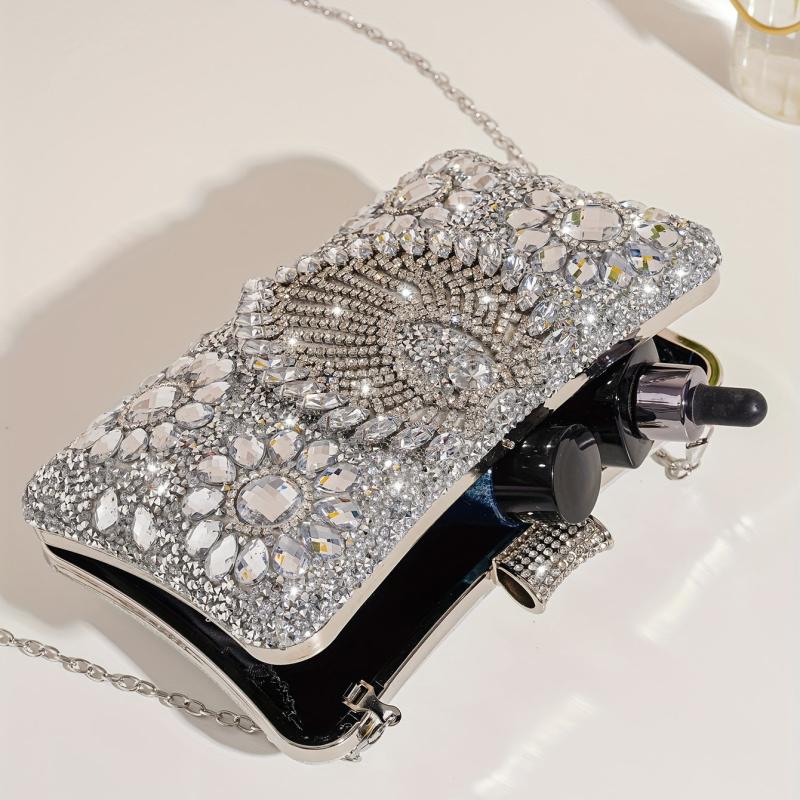 Silver Rhinestone Party Wallet Evening Handbag