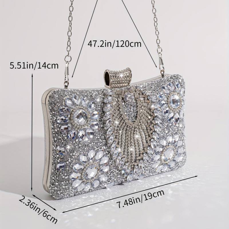 Silver Rhinestone Party Wallet Evening Handbag