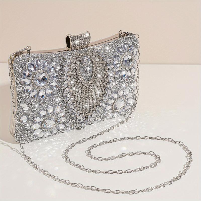 Silver Rhinestone Party Wallet Evening Handbag