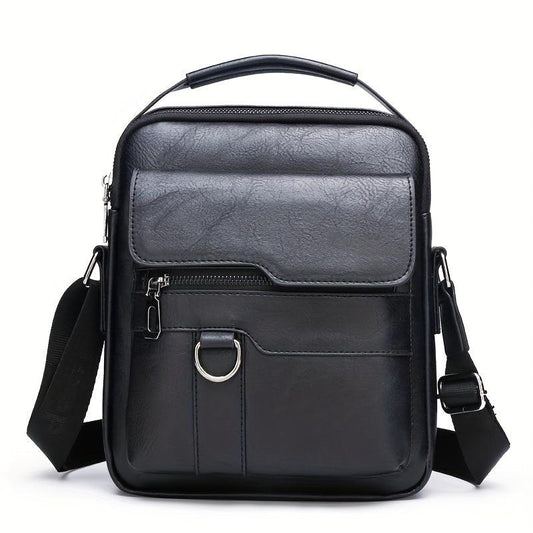 Men's Leather Crossbody Bag Vertical Chest Bag Large Capacity