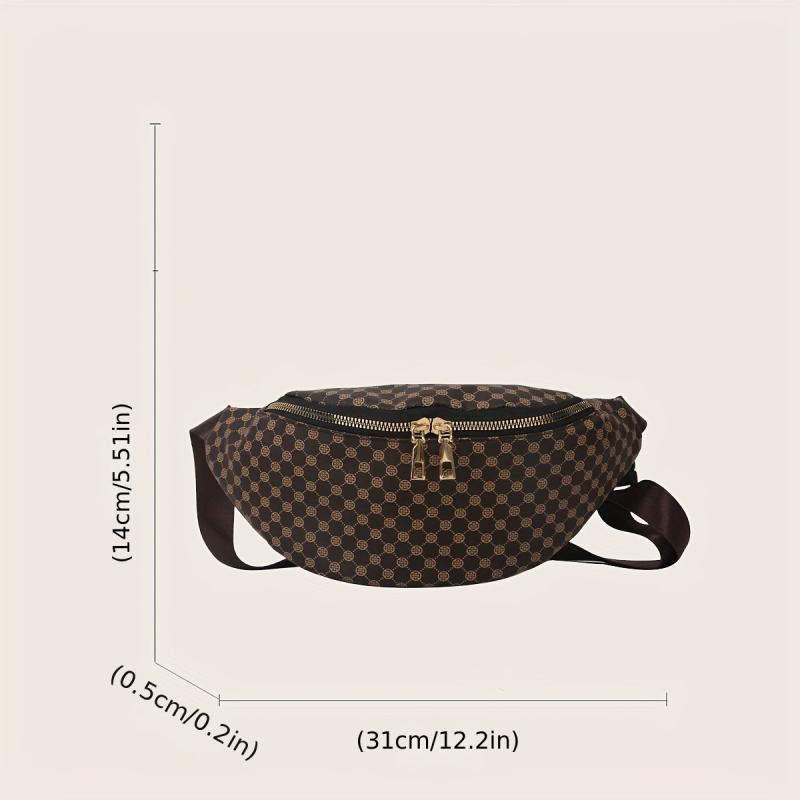 Vintage Geometric Print Chest Bag Retro Crossbody Bag Women's Casual Sling Purse