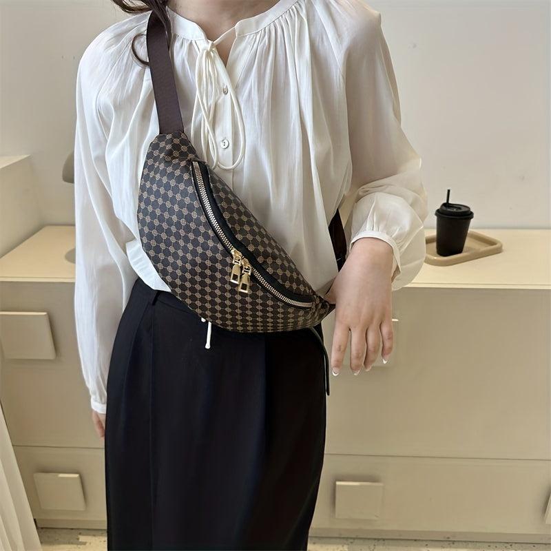 Vintage Geometric Print Chest Bag Retro Crossbody Bag Women's Casual Sling Purse
