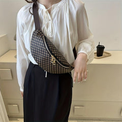 Vintage Geometric Print Chest Bag Retro Crossbody Bag Women's Casual Sling Purse
