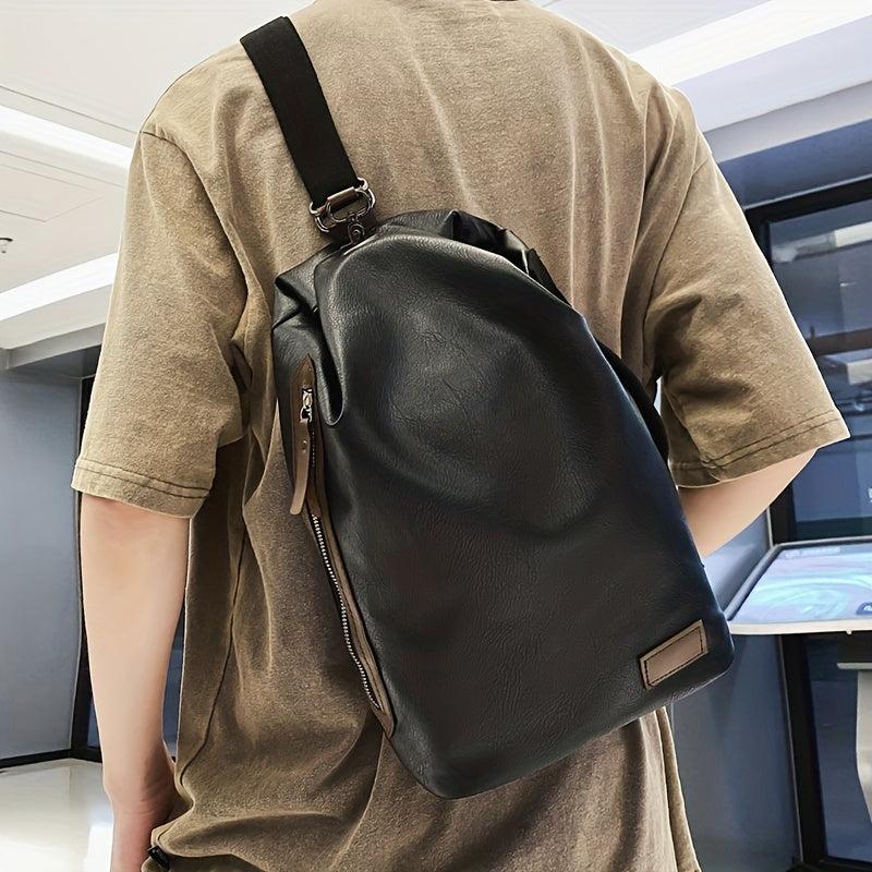 Vintage PU Leather Chest Bag Anti theft Crossbody Bag