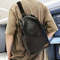 Vintage PU Leather Chest Bag Anti theft Crossbody Bag