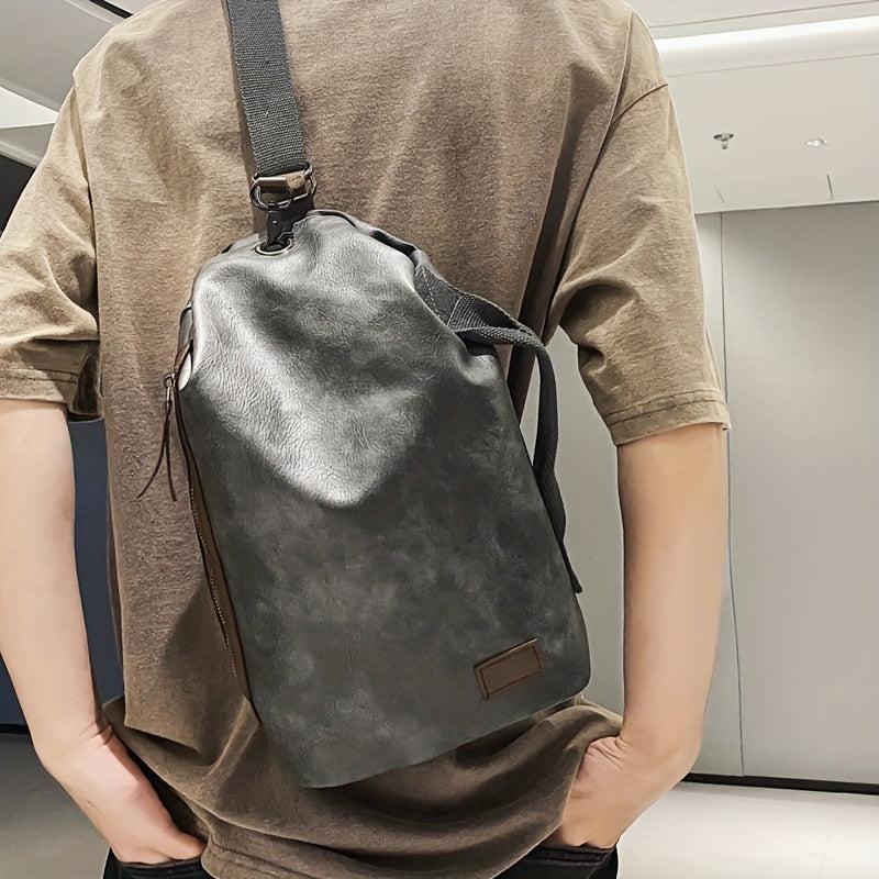 Vintage PU Leather Chest Bag Anti theft Crossbody Bag